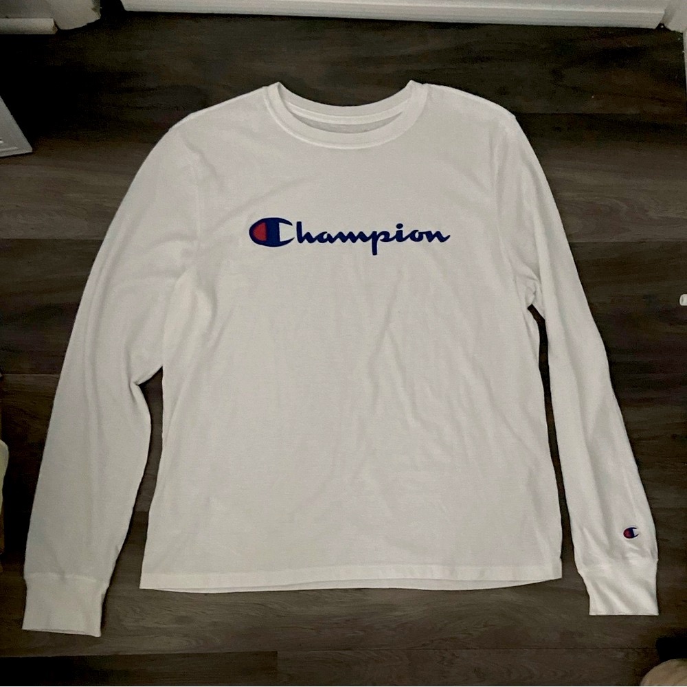Champion White Long Sleeve Shirt | XL (Fits like Large)